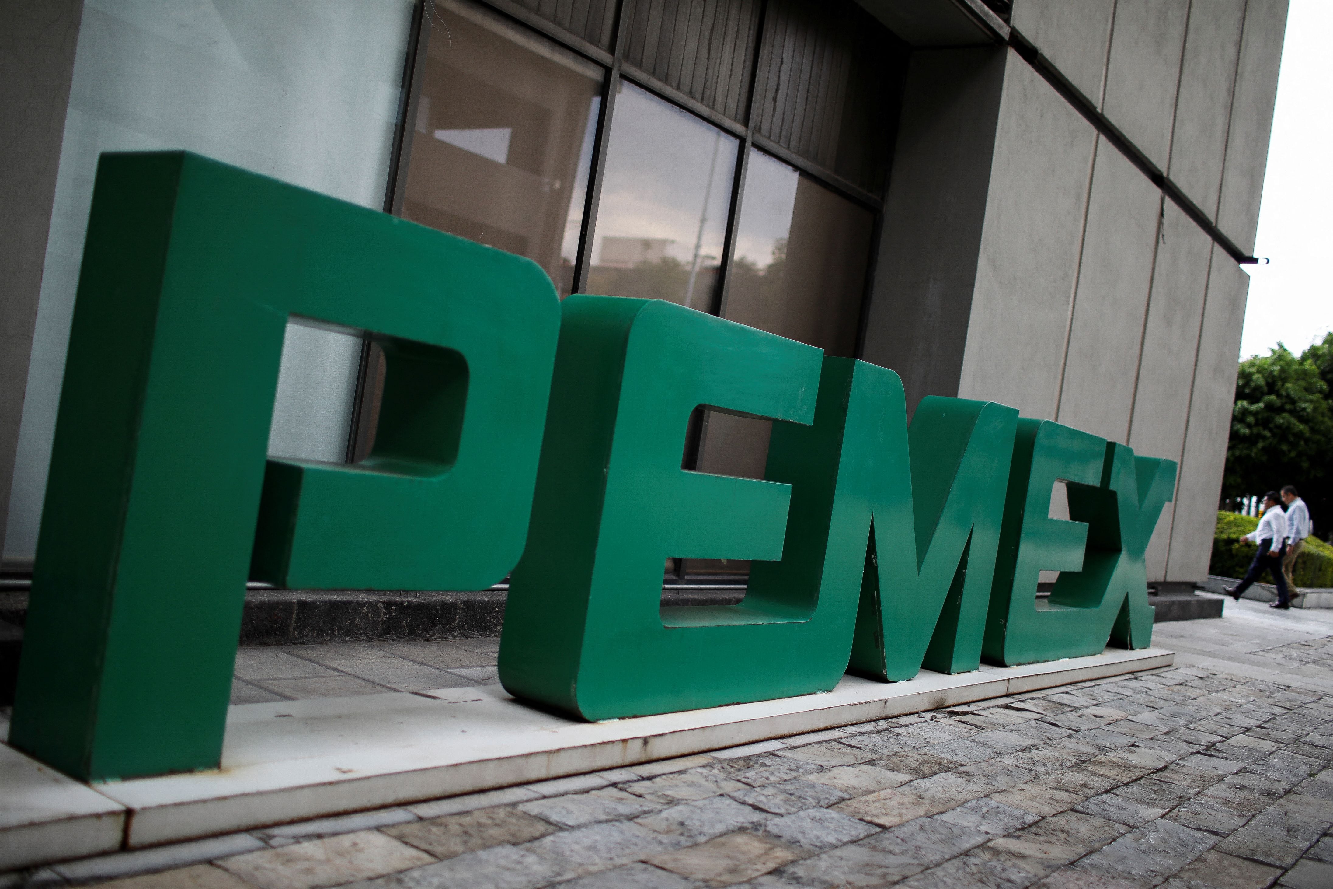 Signage of Petroleos Mexicanos (Pemex) is pictured at the company's headquarters in Mexico City, Mexico July 26, 2023. REUTERS/Raquel Cunha