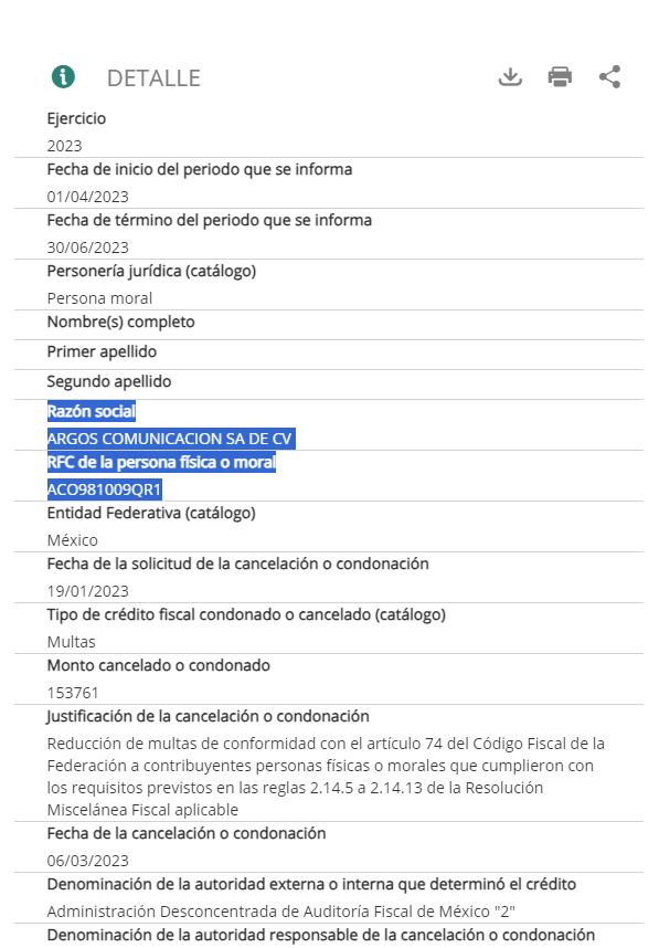 Condonación Argos Comunicación