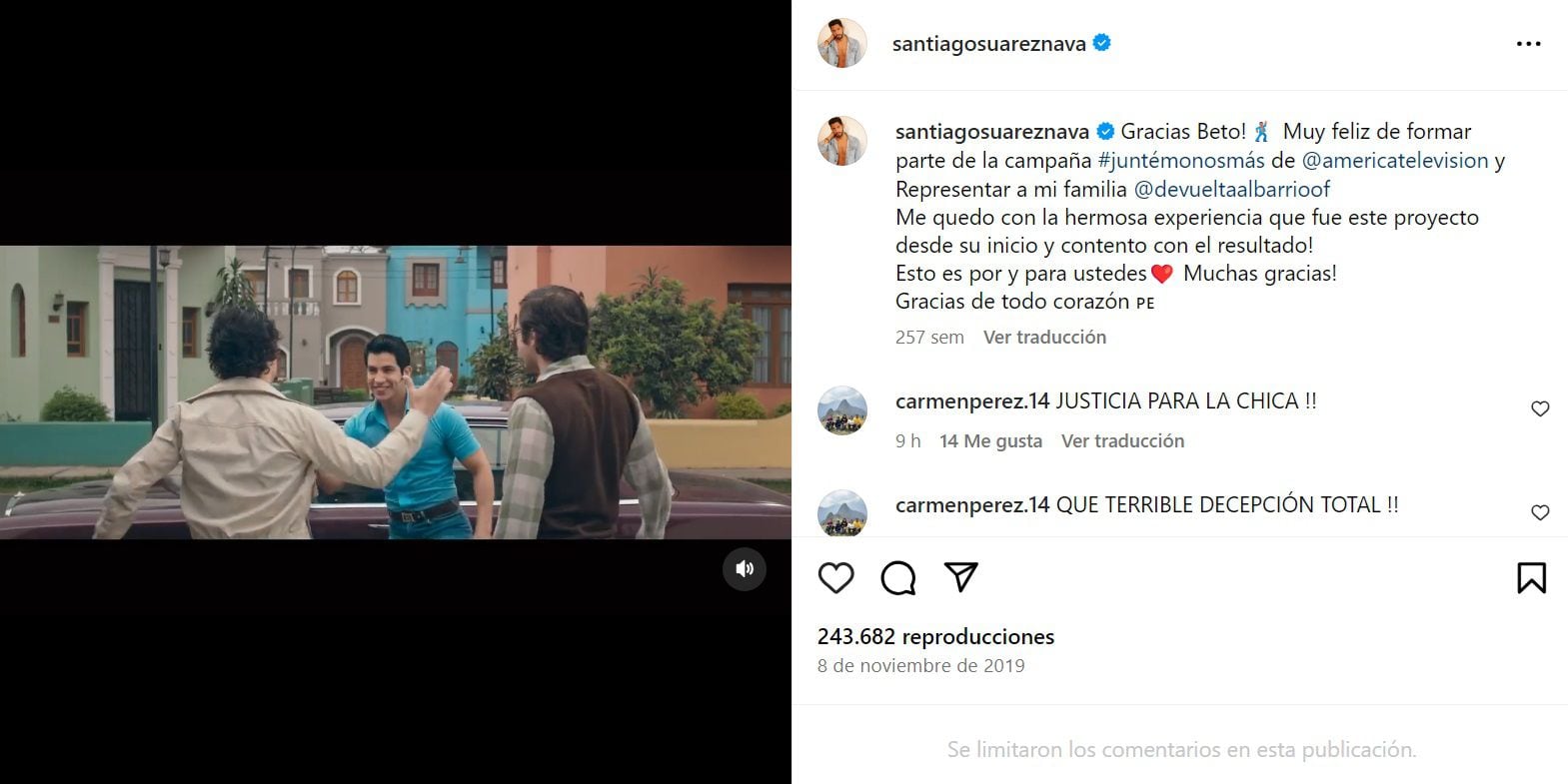 Santiago Suárez toma drástica decisión luego de ser acusado por violencia sexual contra extranjera. Instagram