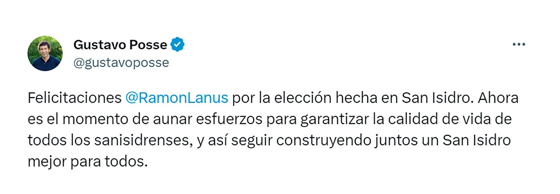 Gustavo Posse reconoció la derrota en su distrito