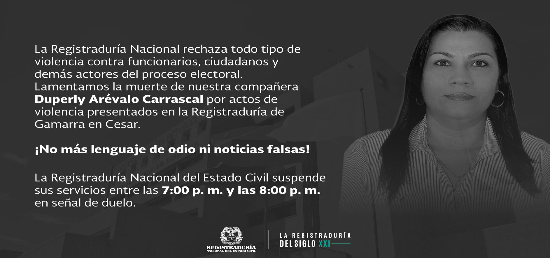 Una funcionaria de la Registraduría en Gamarra, Cesar, fue quemada por una turba en la sede de la entidad - crédito Registraduría Nacional del Estado Civil