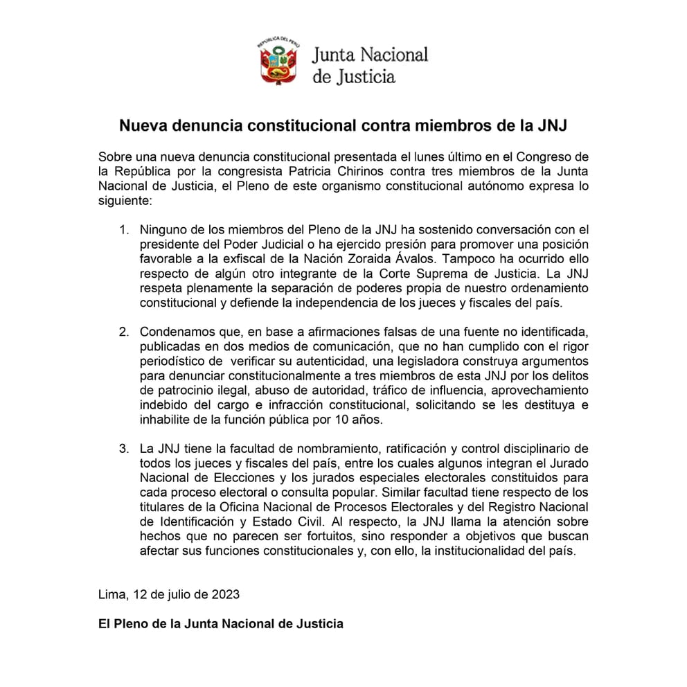 Patricia Chirinos Presenta Tercera Denuncia Constitucional Contra Miembros De La Jnj Infobae 4895