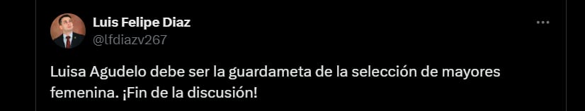 Luisa Agudelo es pedida para ser la portera titular de la selección de mayores - crédito redes sociales/X