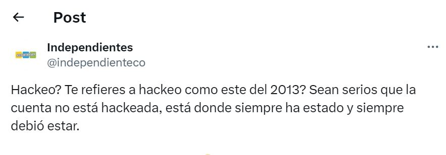 El movimiento Independientes empezó a publicar mensajes contra Daniel Quintero - crédito red social X