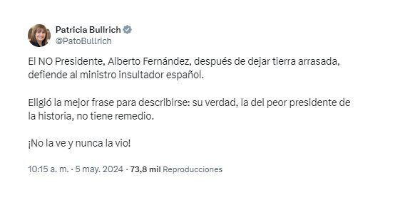 Patricia Bullrich contra Alberto Fernández