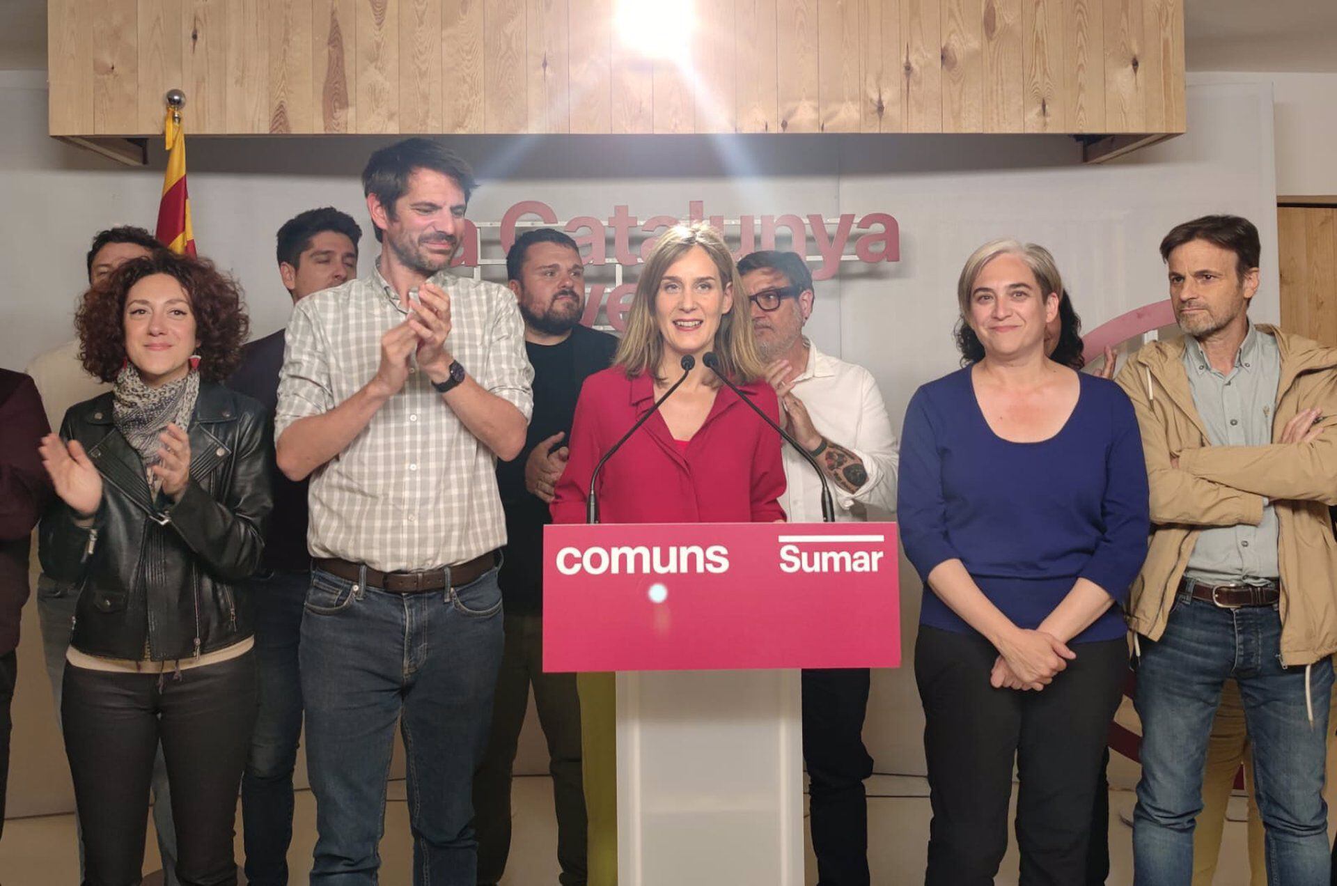 Jessica Albiach, candidata de Comunes-Sumar, la noche electoral. (Foto: Europa Press)