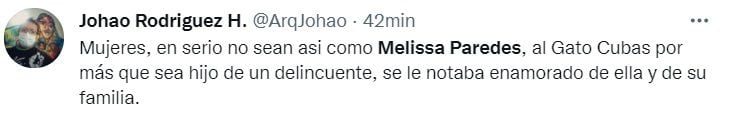 Usuarios le dieron con palo a Melissa Paredes. (Foto: Captura Twitter)