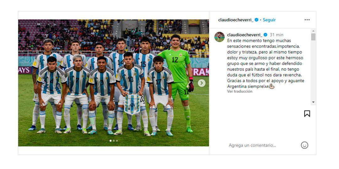 El llanto del Diablito Echeverri en la eliminación de Argentina en el Mundial Sub 17