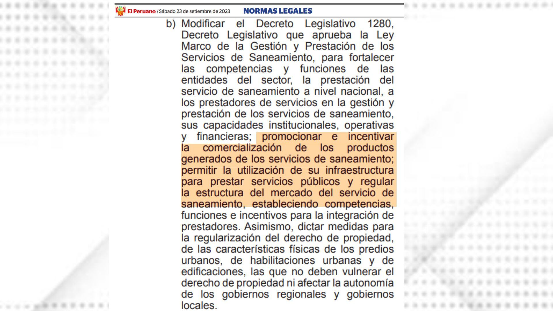 Ley 31880 delega facultades al Ejecutivo por 90 días que abren la puerta para una posible privatización de Sedapal. Foto: El Peruano