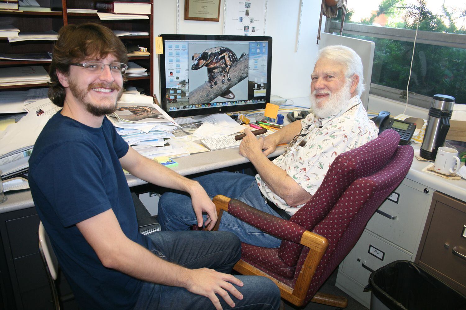 Researchers Pedro Luiz Mailho-Fontana, left, of Butantan Institute and Edmund 'Butch' Brodie, Jr. of Utah State University are among the team, which published findings about the evolution of the amphibian caecilian in the Feb. 23, 2018, issue of Scientific Reports.  CREDIT Mary-Ann Muffoletto, USU