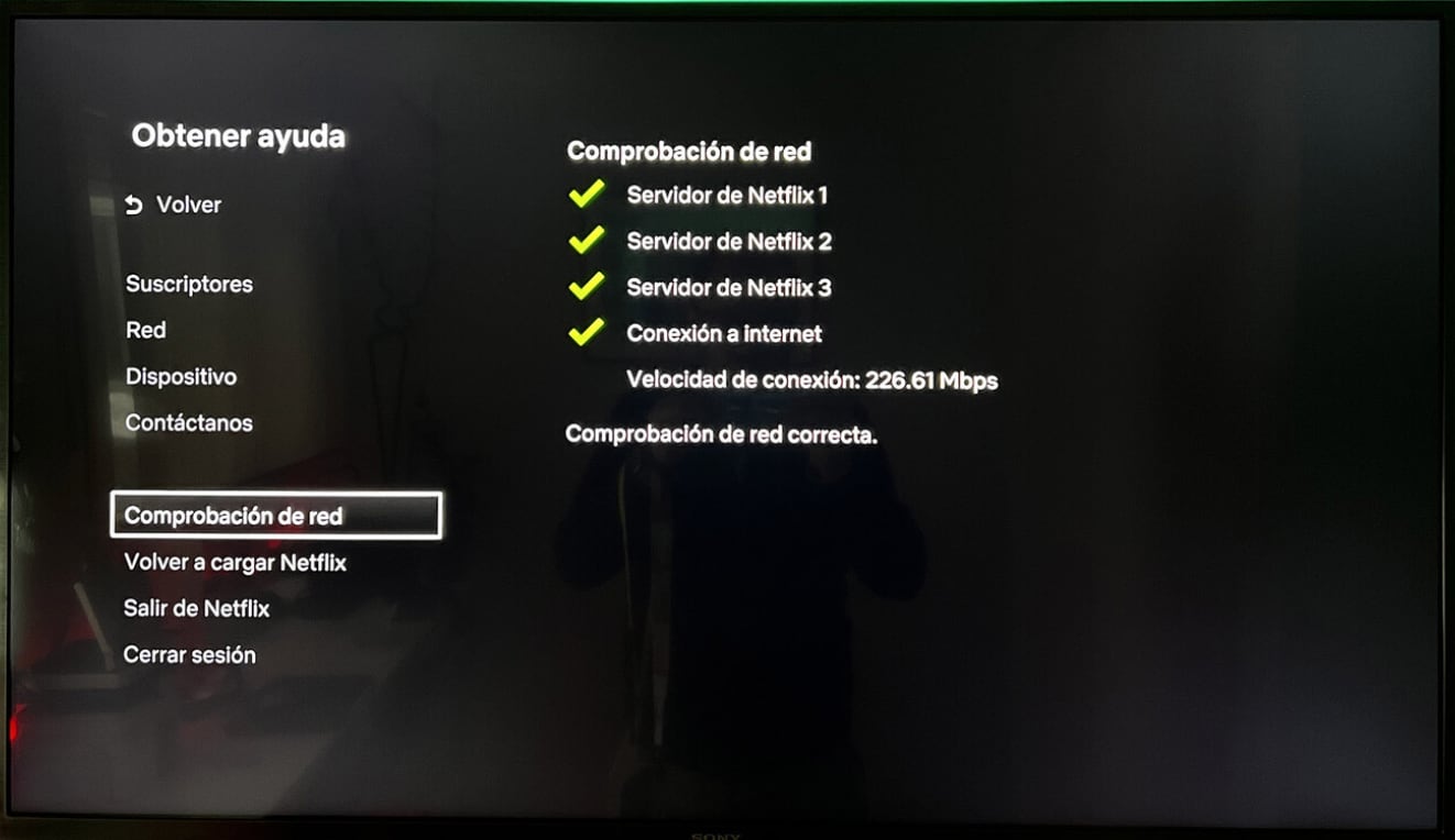 Medidas de la velocidad de conexión en Netflix. (captura: Xataka Móvil)