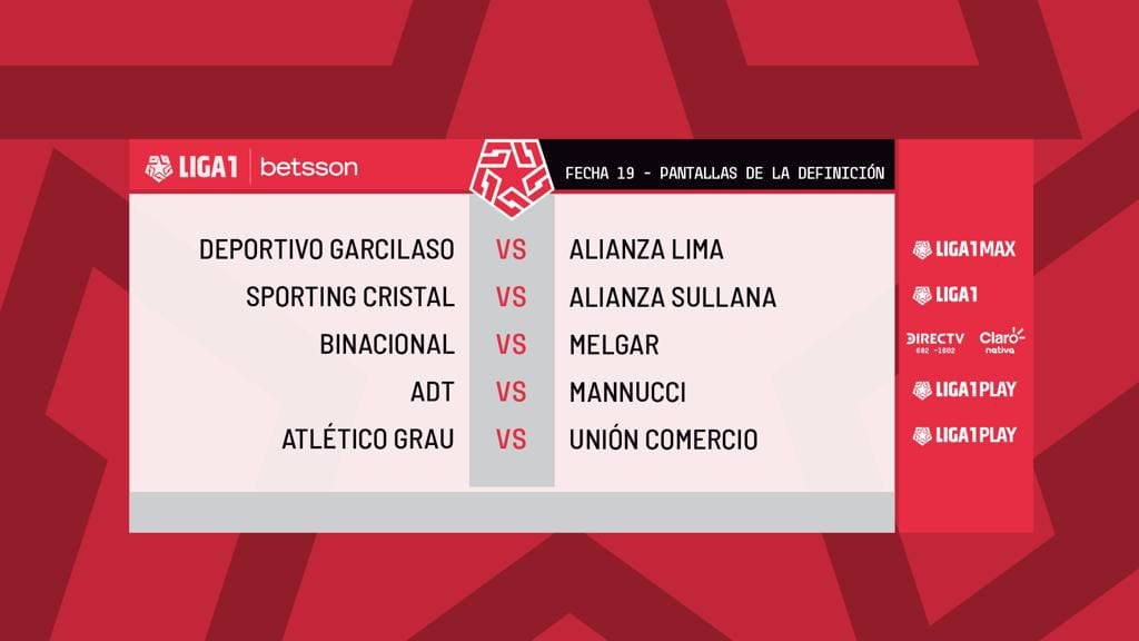 Liga 1 MAX anunció los partidos que transmitirán en la fecha 19 del Torneo Clausura.