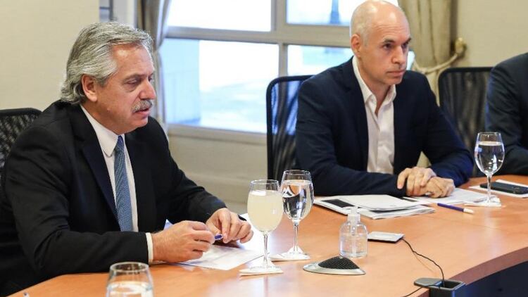 Alberto Fernández y Horacio Rodríguez Larreta, jefe de Gobierno porteño, en la quinta de Olivos. 