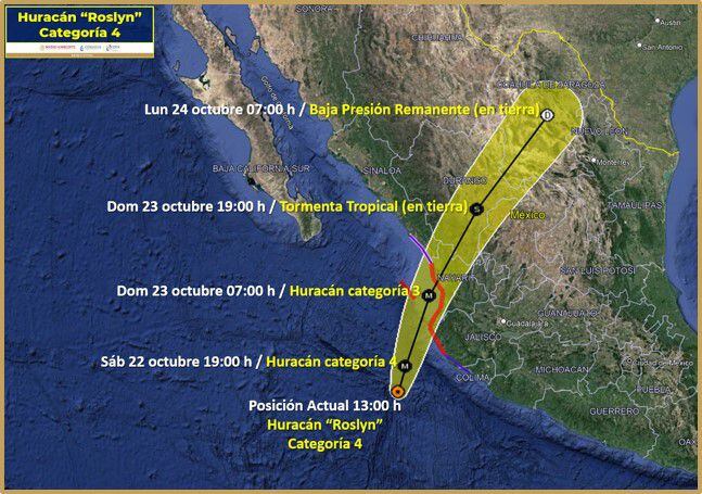 Clima en México y paso de “Roslyn” este 21 de octubre de 2022. Foto: Conagua Clima