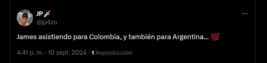 Con pase de James Rodríguez, Argentina empató el encuentro - crédito redes sociales/X