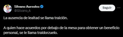 Así respondió el exgobernador sobre sus palabras (X/@Silvano_A)