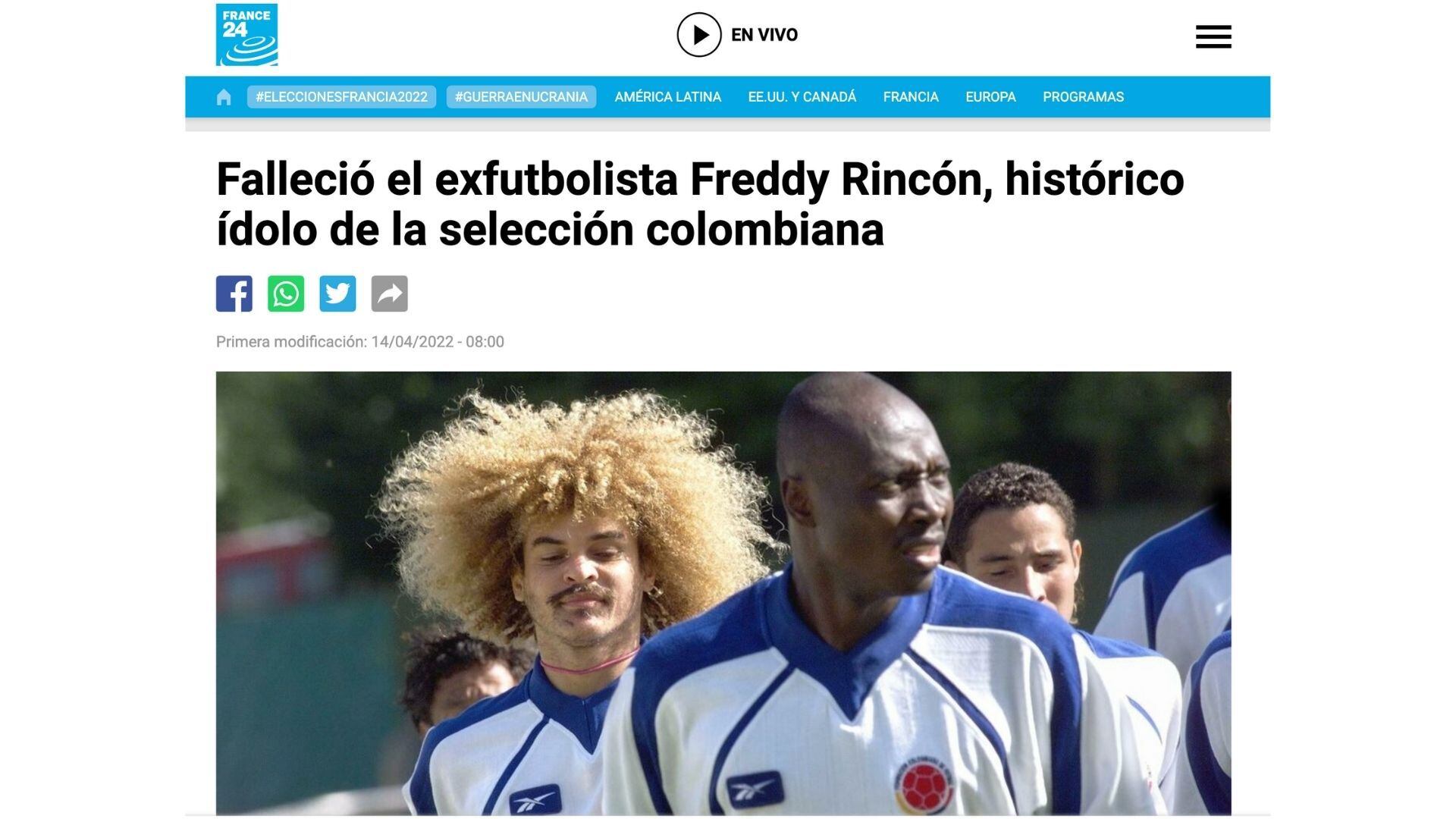 Freddy Rincón, ex-jogador de futebol, morre aos 55 anos após