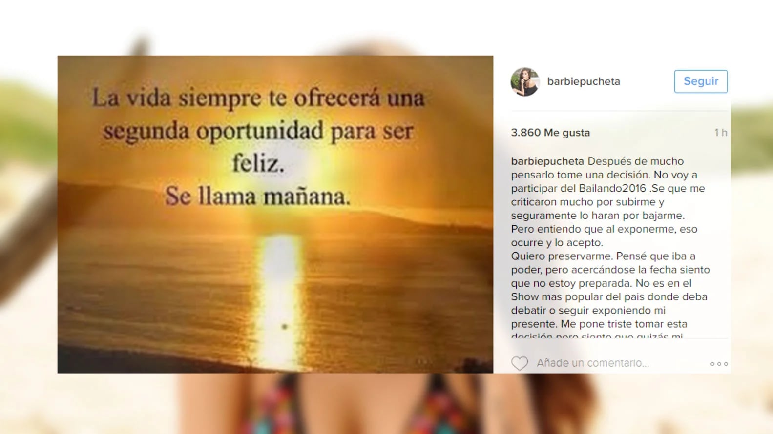 La publicación de Barbie en Instagram