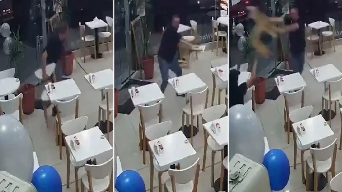 Video: un hombre entró a una panadería en Merlo, agredió a la empleada y rompió el local a sillazos