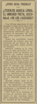 La pregunta sin respuesta del diario El Liberal, de Madrid, del 2 de septiembre de 1936