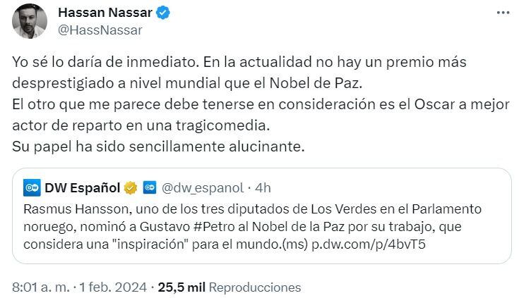 petro-nobel nominación