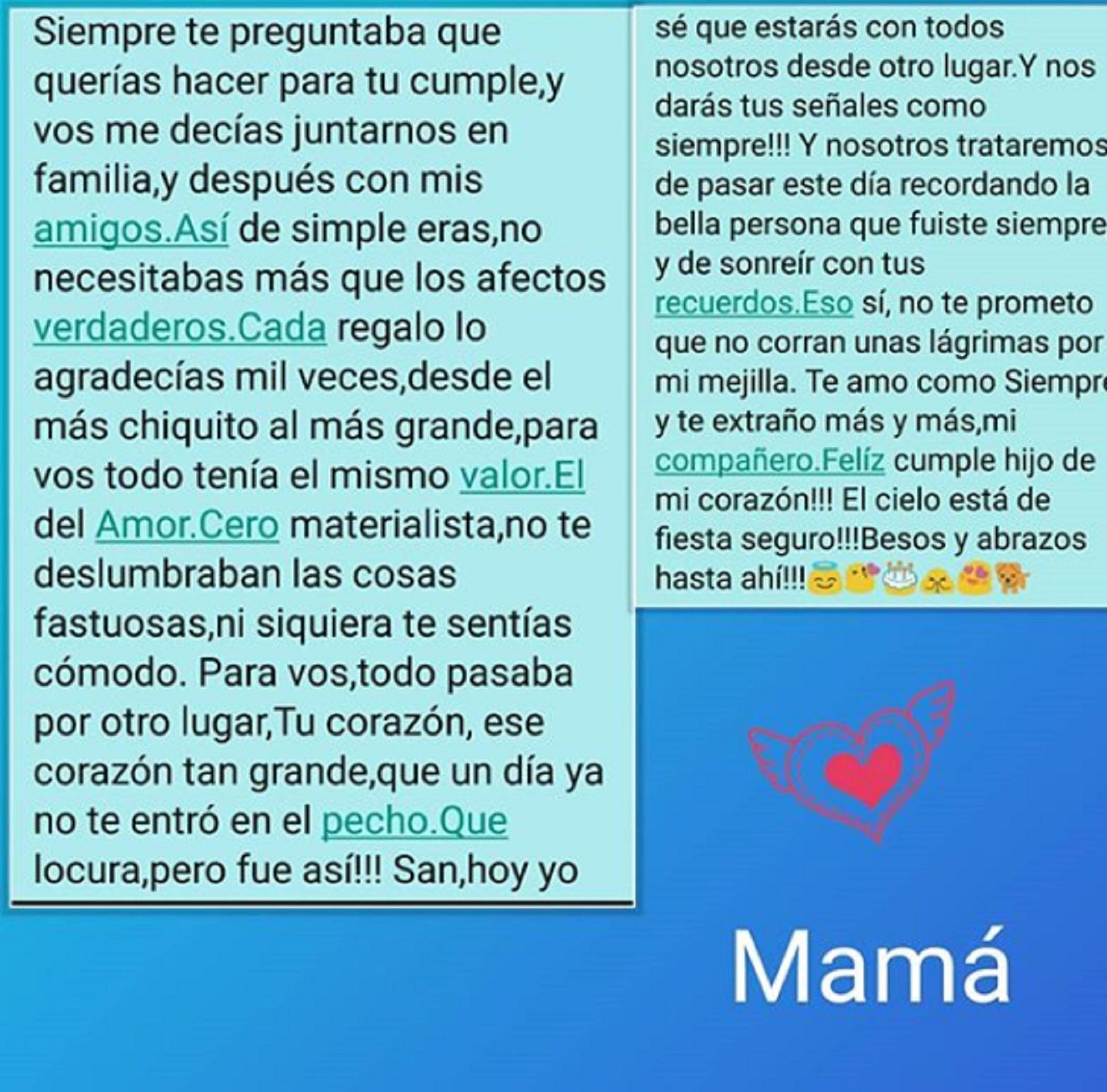 El mensaje de la mamá de Nico y Santi Vázquez