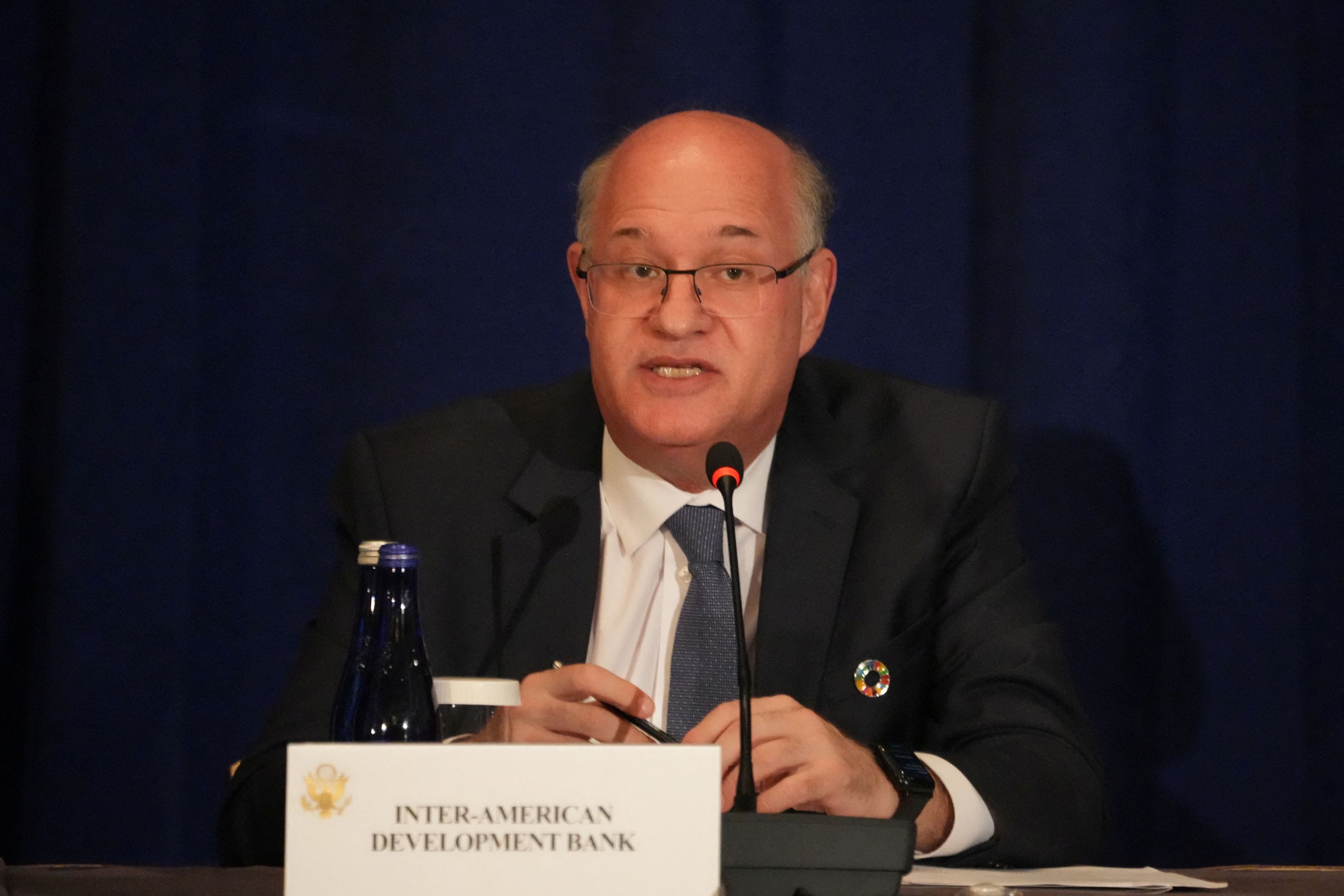 President of the Inter-American Development Bank Ilan Goldfajn speaks at the Ministerial Meeting on Transforming Humanitarian Response for the 21st Century in New York City, U.S. September 23, 2024. BRYAN R. SMITH/Pool via REUTERS