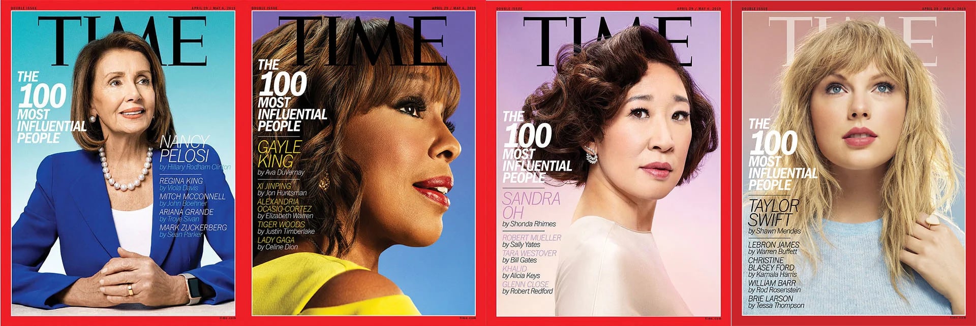 Mujeres de tapa: la política Nancy Pelosi, la periodista Gayle King , la actriz Sandra Oh y la cantante Taylor Swift.