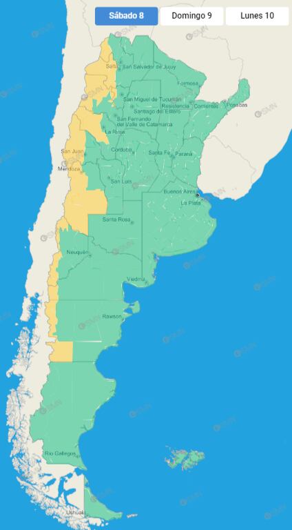 alertas meteorológicas para el sábado 8 de junio de 2024