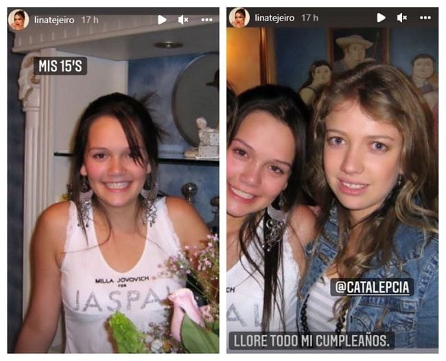 Lina Tejeiro saca del baúl de los recuerdos algunas fotos de sus 15 años y así lució en su fiesta. Foto: Historias de Instagram @linatejeiro