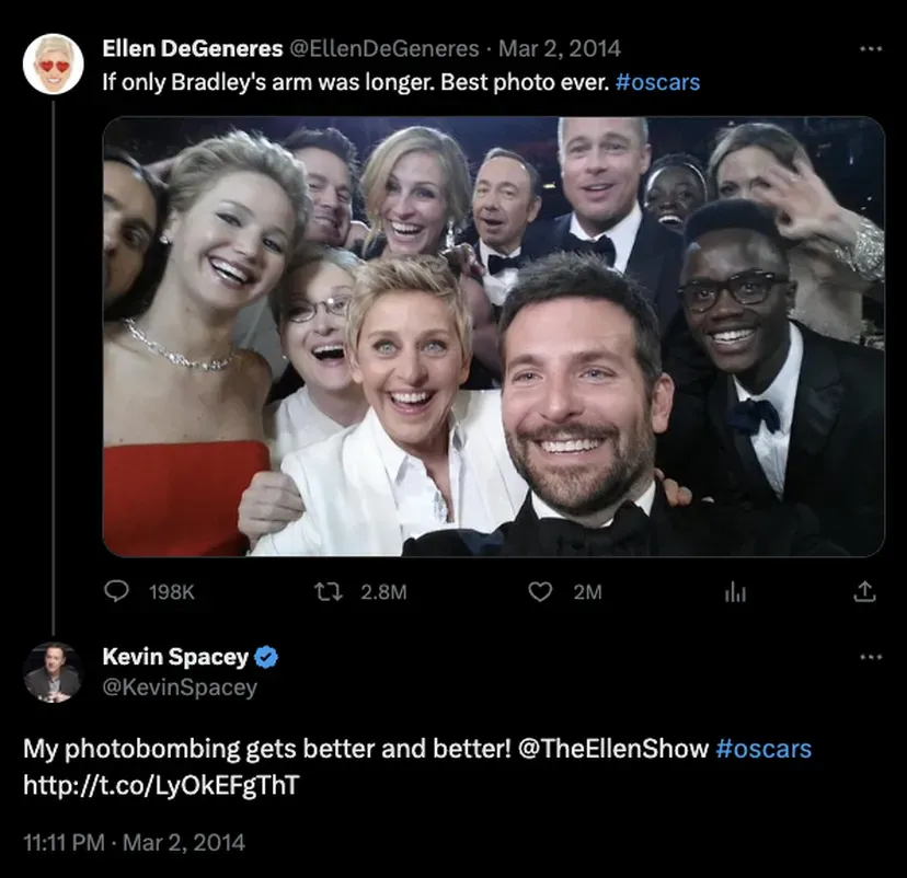 La imagen en el tweet de Ellen DeGeneres ha sido restaurada, pero una respuesta muestra que no a todos se les ha otorgado ese privilegio. (Captura de pantalla de Twitter.com)