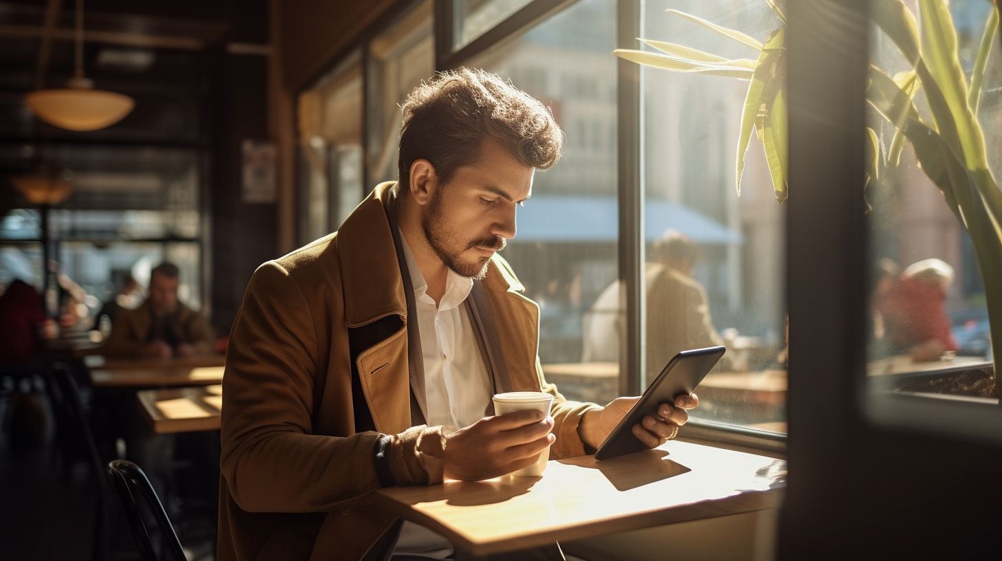 hombre con una tablet en sus manos, accediendo a una aplicación, concentrada en lo que está viendo, redes sociales, comunicación, entretenimiento, mensajería, mensajes - (Imagen Ilustrativa Infobae)