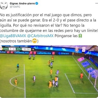 André-Pierre Gignac comentó el gol que anuló el pito de Jorge Isaac Roja (Foto: Twitter / @ 10APG)