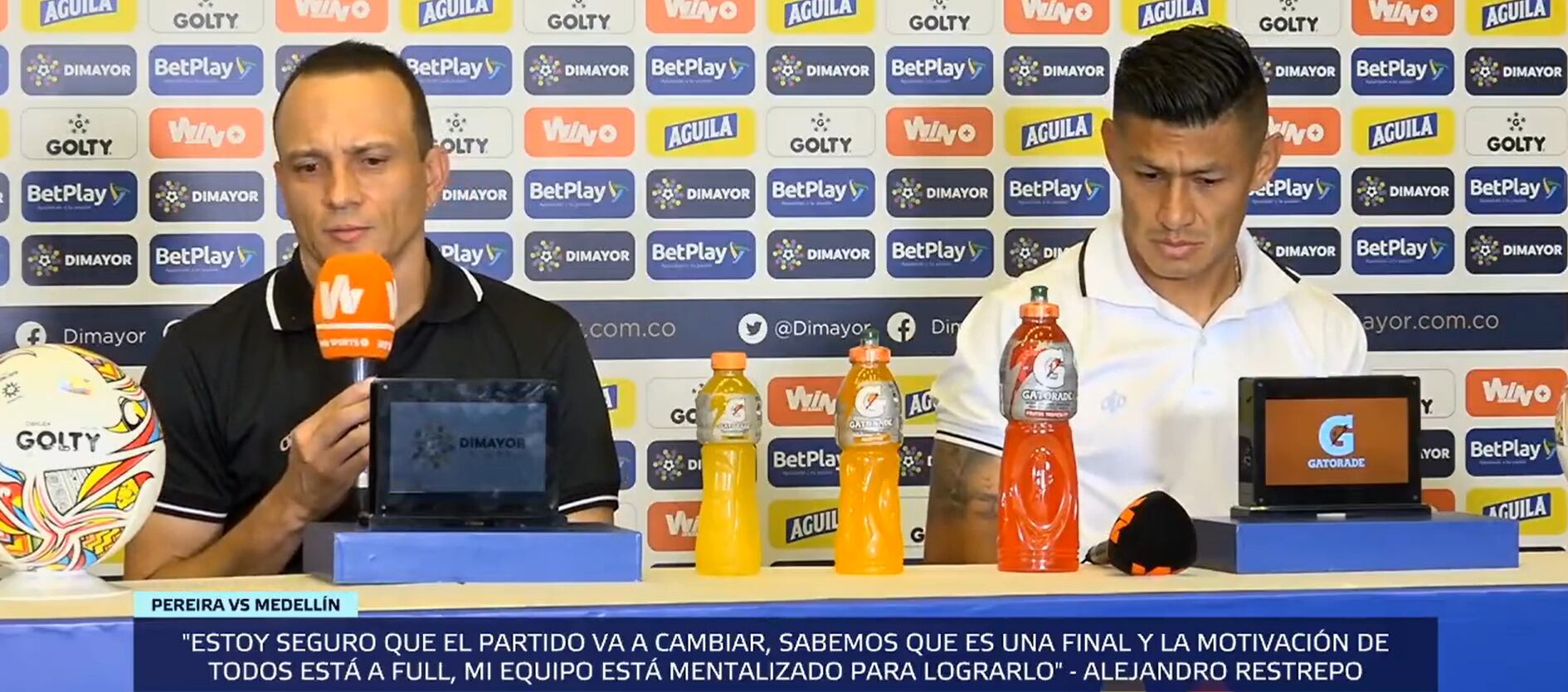 Alejandro Restrepo y Jhonny González en la rueda de prensa de previo a la Gran Final de la Liga BetPlay 2022-II