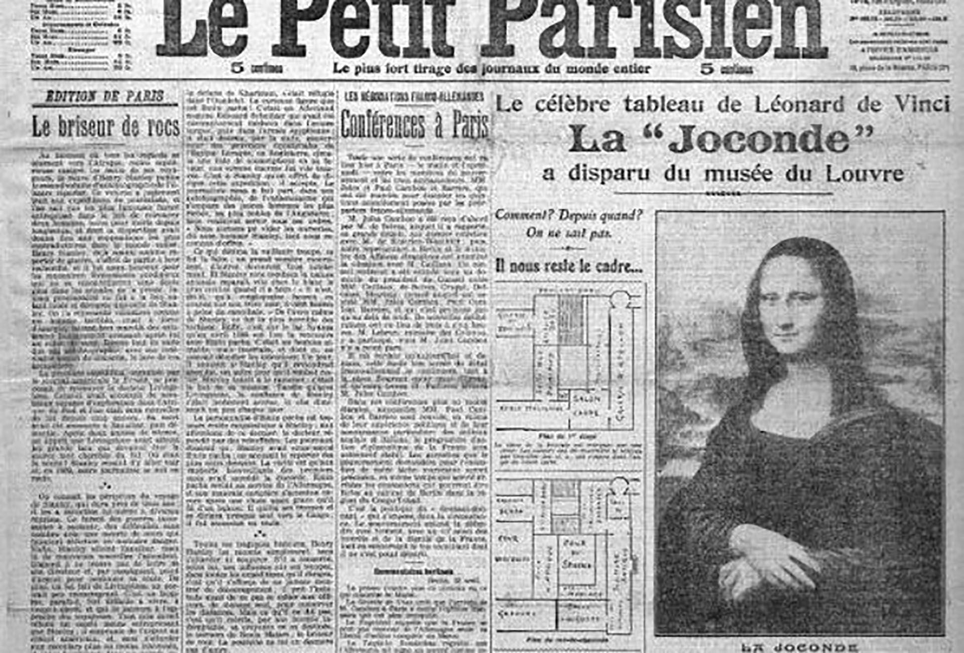 Al llegar a su pensión, Peruggio puso a La Gioconda sobre la pequeña mesa en que comía, apoyada contra la pared. Así cenó con ella durante varias semanas y nunca más supo de Valfierno