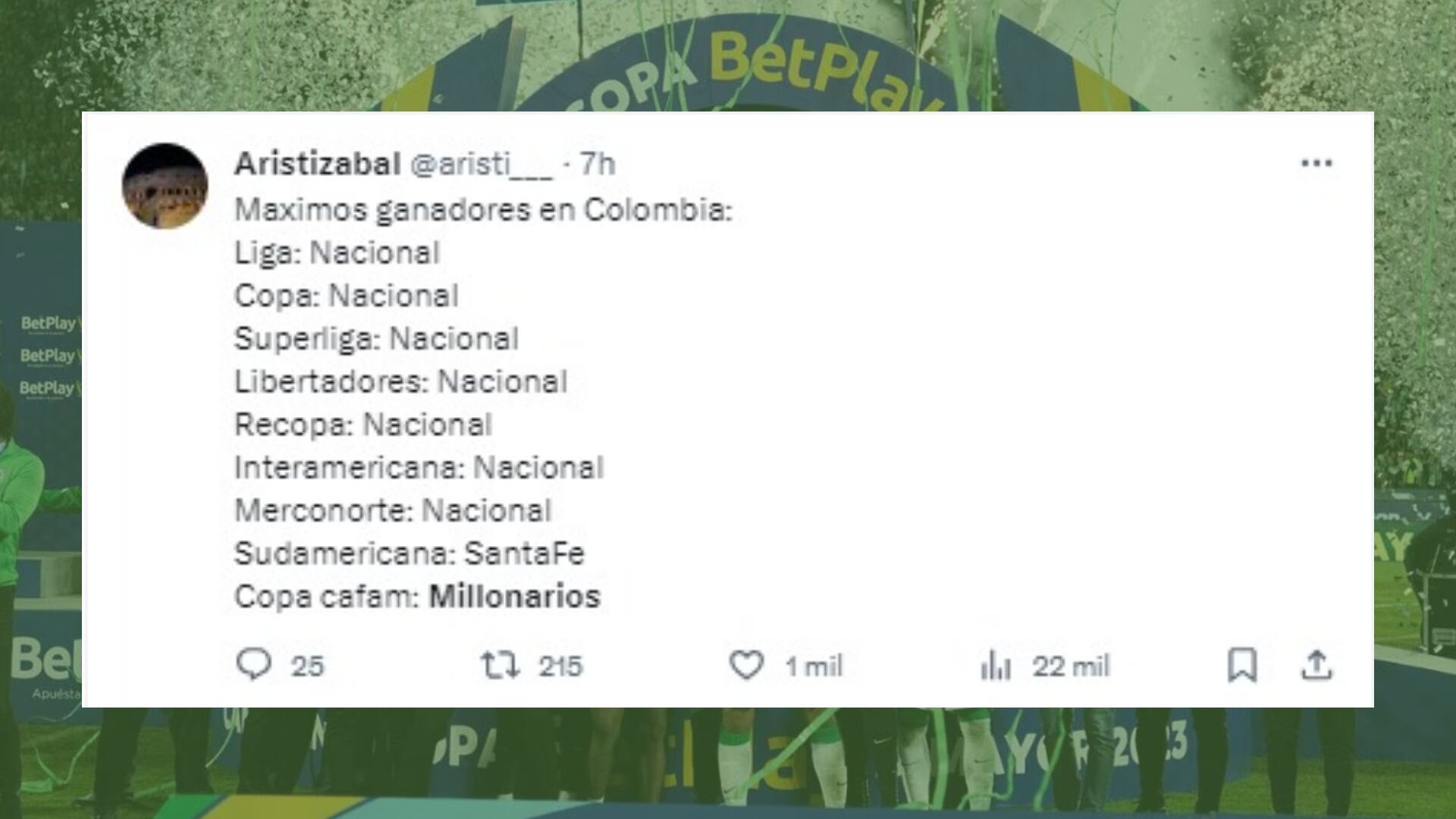 El equipo bogotano perdió la final en Medellín contra Nacional y los memes no se hicieron esperar - crédito X