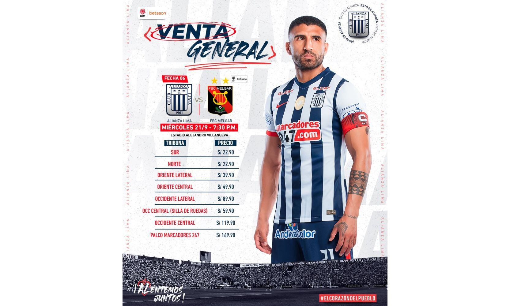 Alianza Lima vs Melgar: precio de las entradas del partido pendiente del próximo miércoles 21 en Matute