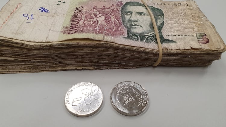 Hasta su desaparición total el billete de 5 pesos coexistirá con la moneda del mismo valor, de color plateado y con la imagen del arrayán.