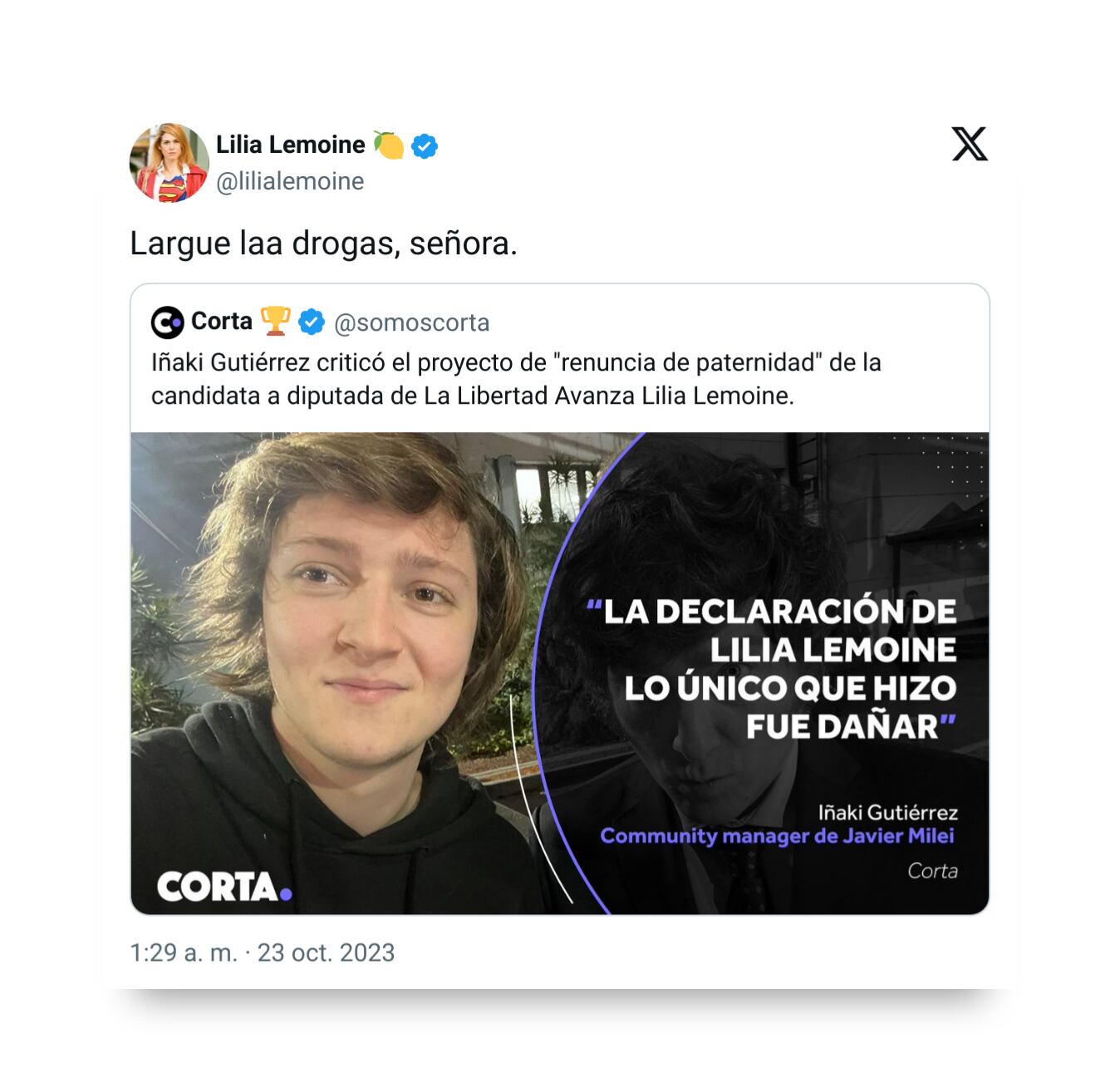 Los llamativos tuits de Lilia Lemoine tras las acusaciones de los seguidores de Javier Milei por el triunfo de Sergio Massa 