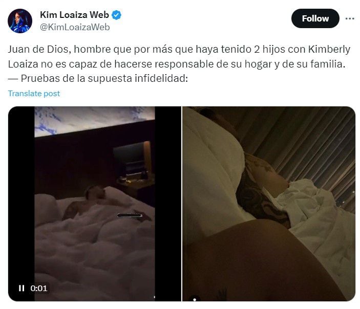 En el video sólo se puede ver a un hombre dormido, grabado por una mujer, supuestamente la modelo con la que habría engañado a Kim (Captura de pantalla/X)