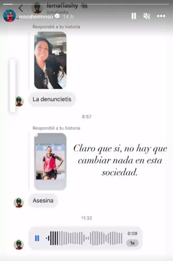 Storie de Jenni Hermoso mostrando el insulto (Instagram)