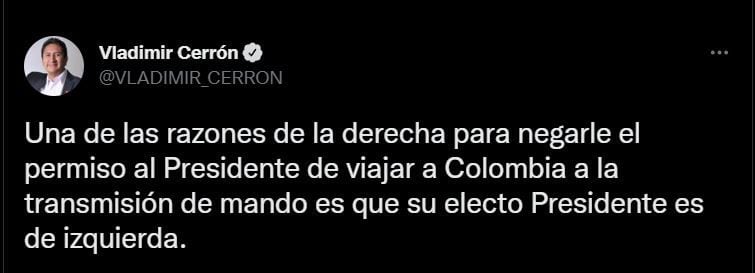 Fuente: Twitter de Vladimir Cerrón.