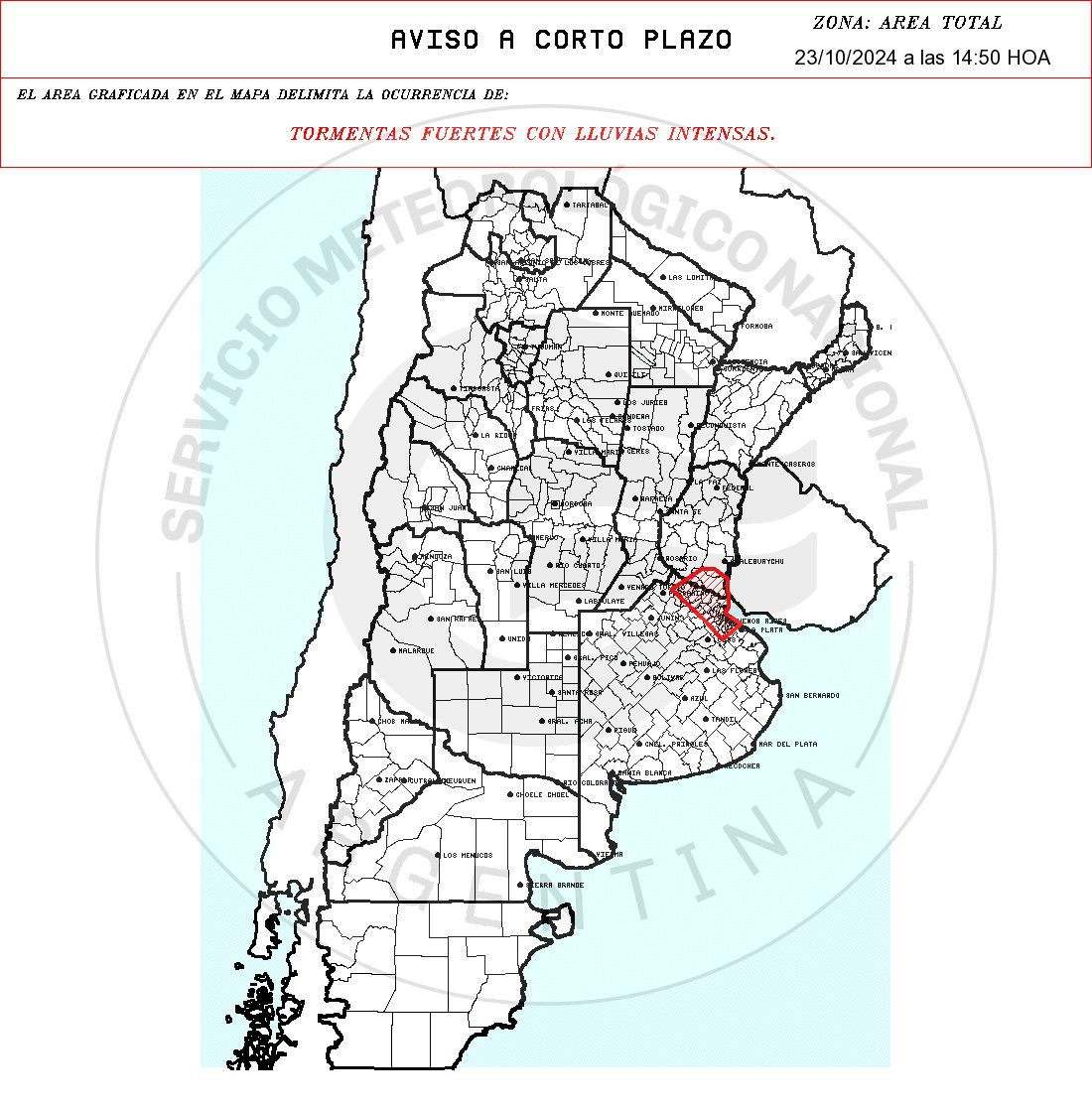 Foto: Servicio Meteorológico Nacional