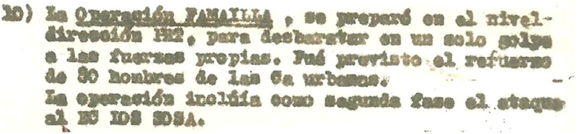 Informe militar sobre la fracasada Operación Famaillá