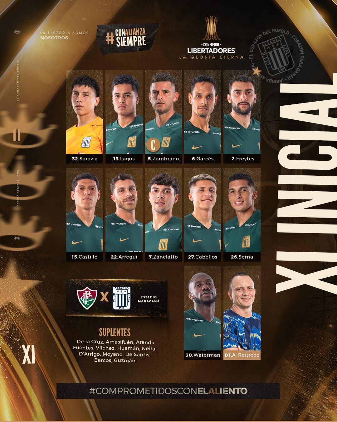 Alianza Lima vs Fluminense: alineación 'blanquiazul' para el partido por la Copa Libertadores 2024