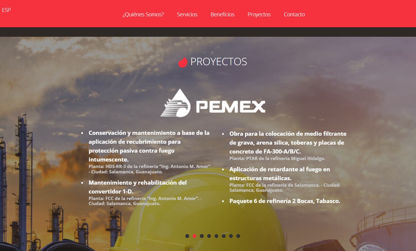 Proyectos de la empresa (captura de pantalla: página oficial de Proyecta)