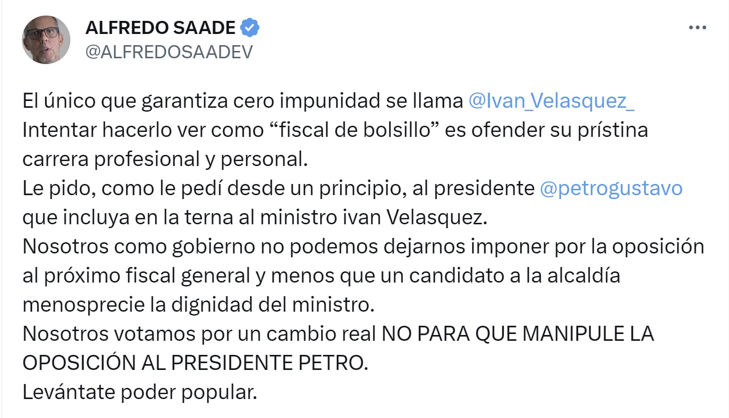 Alfredo Saade también pide cambiar la terna para fiscal e incluir a Iván Velásquez