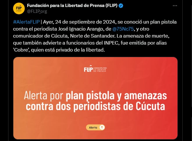 El caso ha sido ampliamente difundido y se pide protección por la vida de los periodistas - crédito Flip