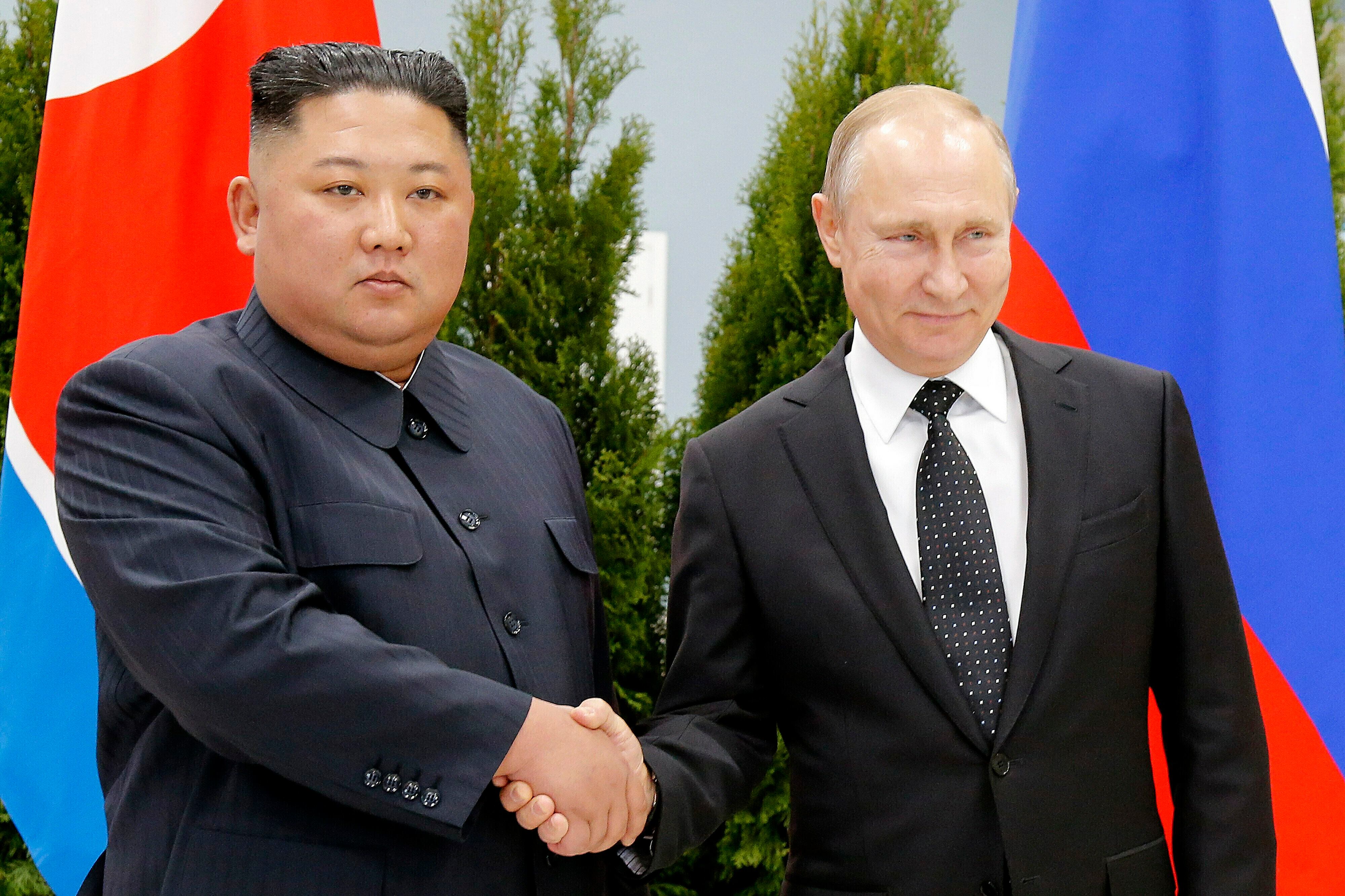 Kim y Putin en su reunión de 2019 (AP)