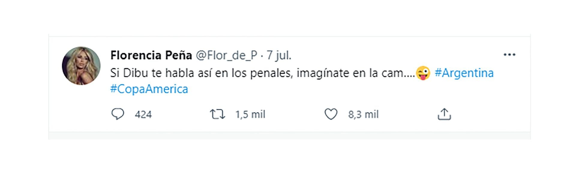 El tuit de Florencia Peña en referencia a Dibu Martínez